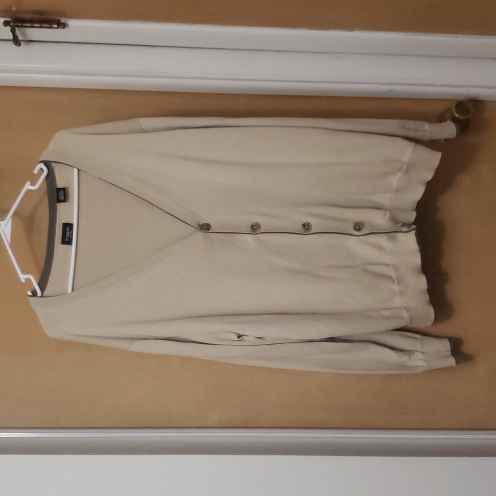 Men's Haggar V-neck long sleeve sweater, tan and brown, dad, career, casual, XL